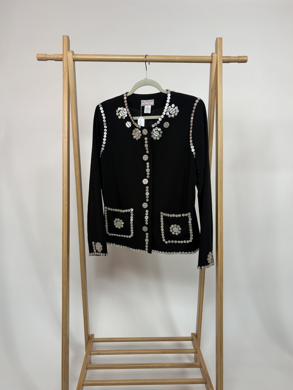 PF-1316 Victor Costa Black Even Jacket with Button Detail